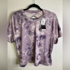 NEW Adidas Purple Floral Short Sleeve Tee